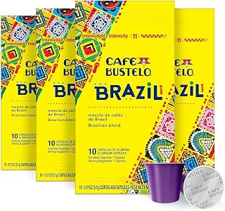 Cafe Bustelo Café Bustelo Brazil Blend Dark Roast Espresso Capsules, 40 Count | Brazilian coffee blend, intensity 11, full-bodied, aluminum espresso capsules, rich crema, stands up to milk and sugar