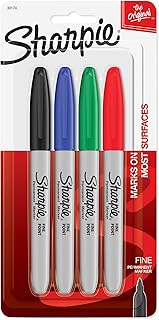 "Sharpie Fine Point Permanent Markers 4/Pkg-Red, Blue, Black, Green"
