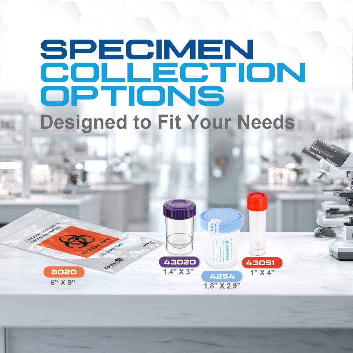 LabChoice Universal Containers - Polypropylene - 30 mL Specimen Vial with Screw-On Cap - Solid and Liquid Sample Collection - 100 per Bag by Dynarex – 400 Count, Model 43051