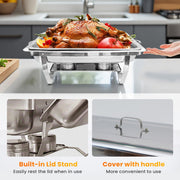 Powerfuel Chafing Dishes, 11 Quart Rectangular Stainless Steel, 4 Pack Silver