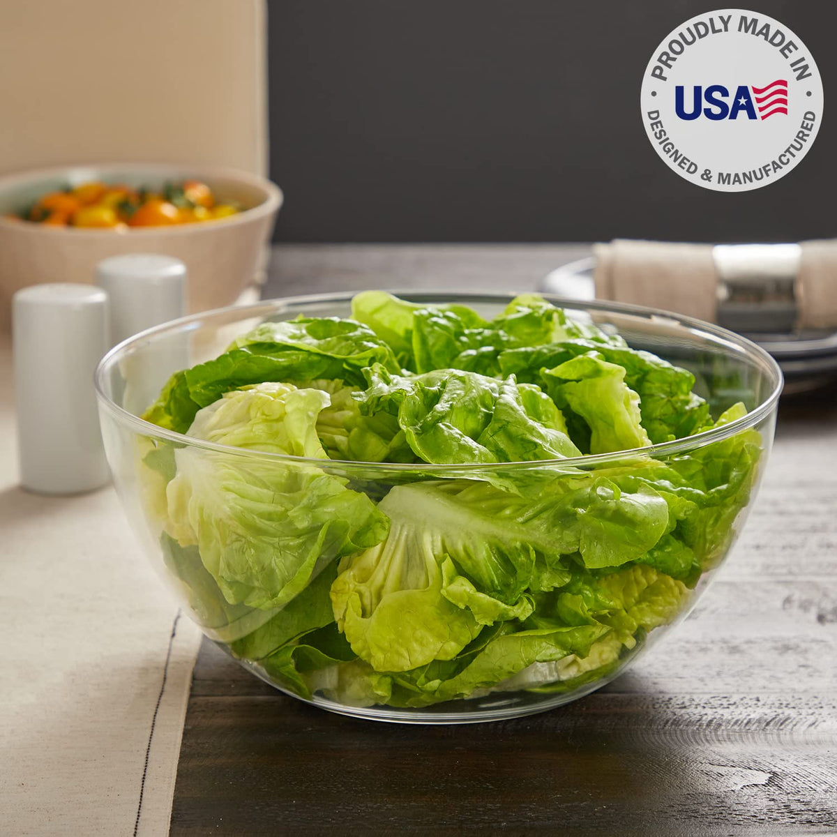 US Acrylic Vista Clear Plastic Serving Bowls, 135 Ounce Capacity, Set of 3