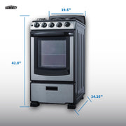 Summit 20" Gas Range by Summit Appliance – 2.3 cubic_feet, Stainless Steel, Black, Model PRO201SS
