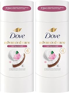 Dove Advanced Care Antiperspirant Caring Coconut, Deodorant Stick for Women, for 48 Hour Protection And Soft And Comfortable Underarms, 2.6 oz (Pack of 12)