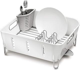 simplehuman Compact Dish Rack, White Plastic