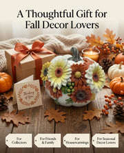 iStatue Floral Pumpkin Figurine, Hand Painted Resin, Small