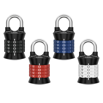 Resettable Combination Padlock by Master Lock – 4 Pack, Metal, Black, Blue, Red, White, Pack of 4, Model 1535EC4
