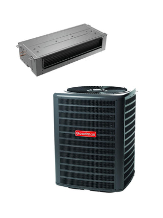 2.5 Ton 14.3 SEER2 R-32 Central Air Conditioning System with Ceiling-Mount Air Handler & 5 kW Electric Heat (GLXS4MA by Goodman – 2.5 tons, Gray, Model GLXS4MA3010ACST30LU1305