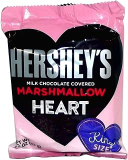 HERSHEY'S Milk Chocolate Covered Marshmallow King Size Heart Candy, Valentine's Day, 2.2 oz Pack
