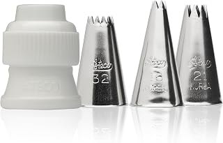 Ateco 381 4-Piece Stainless Steel Open Star Piping Tip Decorating Set, 12/Pack