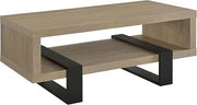 Coaster Home Furnishings - Dinard - Wood - Coffee Table with Metal Bases, Open Shelf, and Rectangular Surface - Living Room - 47-Inch - Latte - 723688