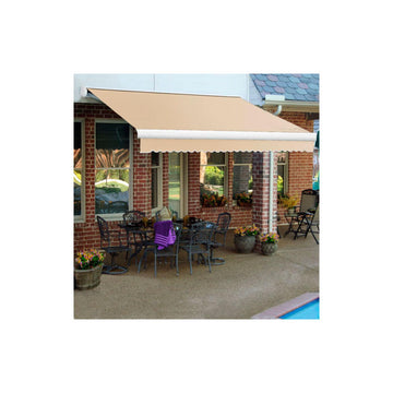 Retractable Awning Left Motor 14'W x 10'D x 10" H Linen by Awntech – Aluminum, Linen, Model KWL14-2-L