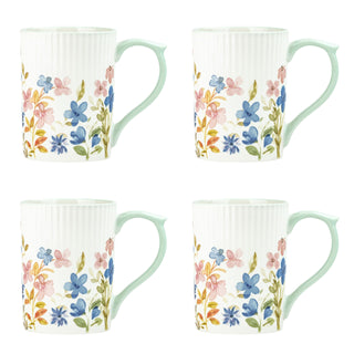 Lylah Mug (Painted Garden) by 10 Strawberry Street – Large, 17.0 fluid_ounces, Ceramic, Painted Garden, Pack of 4