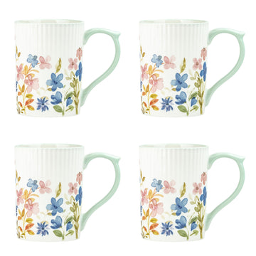 Lylah Mug (Painted Garden) by 10 Strawberry Street – Large, 17.0 fluid_ounces, Ceramic, Painted Garden, Pack of 4