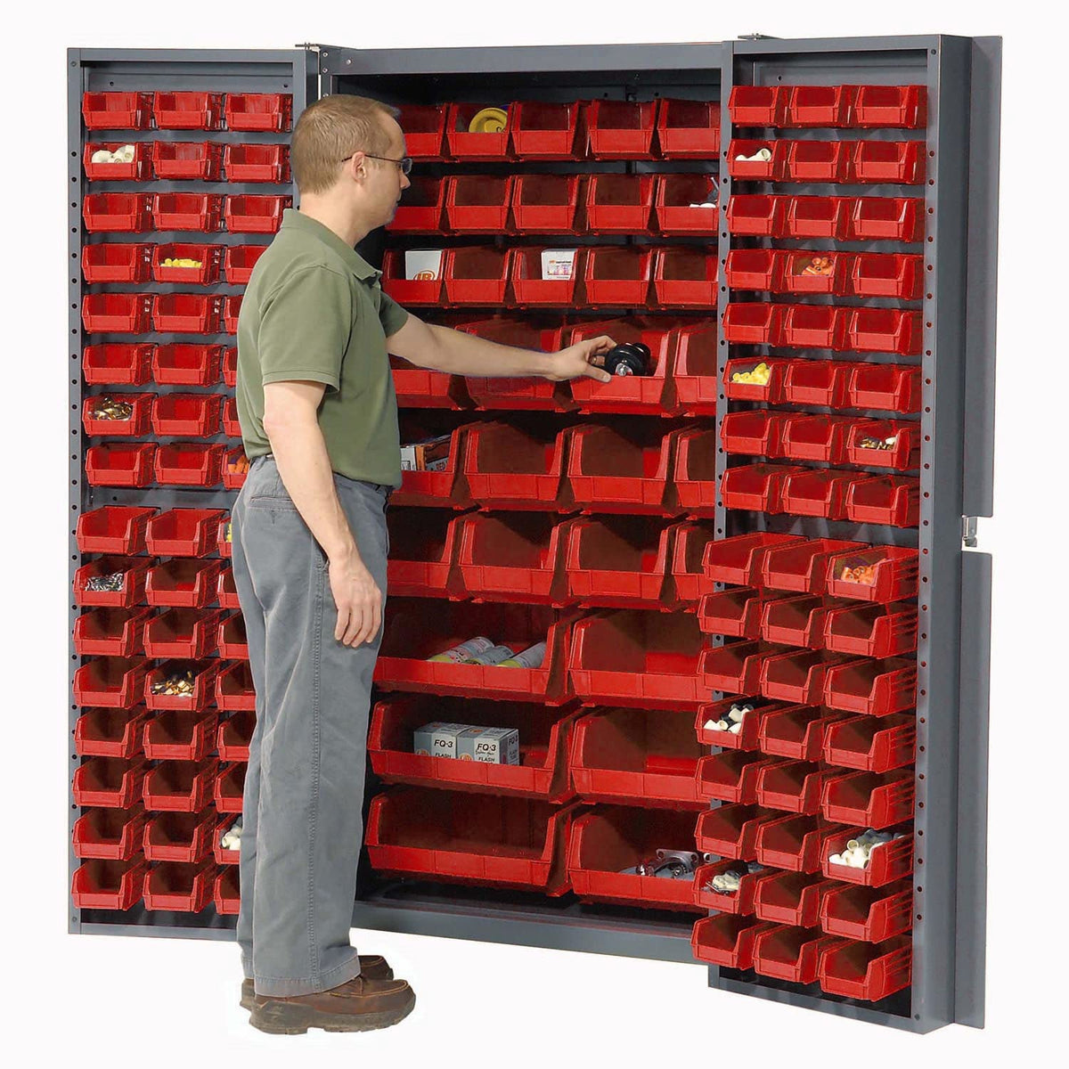 Deep Door Bin Cabinet by Global Industrial – 16 Gauge Steel, Grey, Model 662136RD