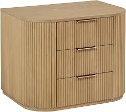 Quintet 30" Wide Mid Century Modern Fluted 3-Drawer Nightstand - Light Oak