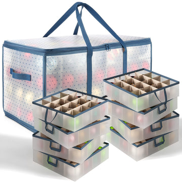 Hearth & Harbor Ornament Storage Box, Holds 128 Ornaments, Clear