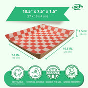 SCT Paper Food Baskets – 10.5 x 7.5 x 1.5, Brown/Red/White, Paper, 250/Carton