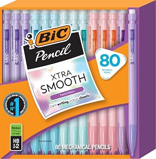BIC Xtra Smooth Pastel Mechanical Pencils, 0.7 mm Medium Point, 80-Count