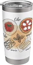 Italian Food Cibo Amore Pizza Pasta Art Design Stainless Steel Insulated Tumbler