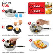 Modern Innovations 2 Egg Cups Pan / Silver / 2.0 cups Egg Poachers