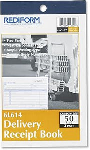 Rediform 6L614 Delivery Receipt Book 6 3/8 x 4 1/4 Two-Part Carbonless 50 Sets/Book