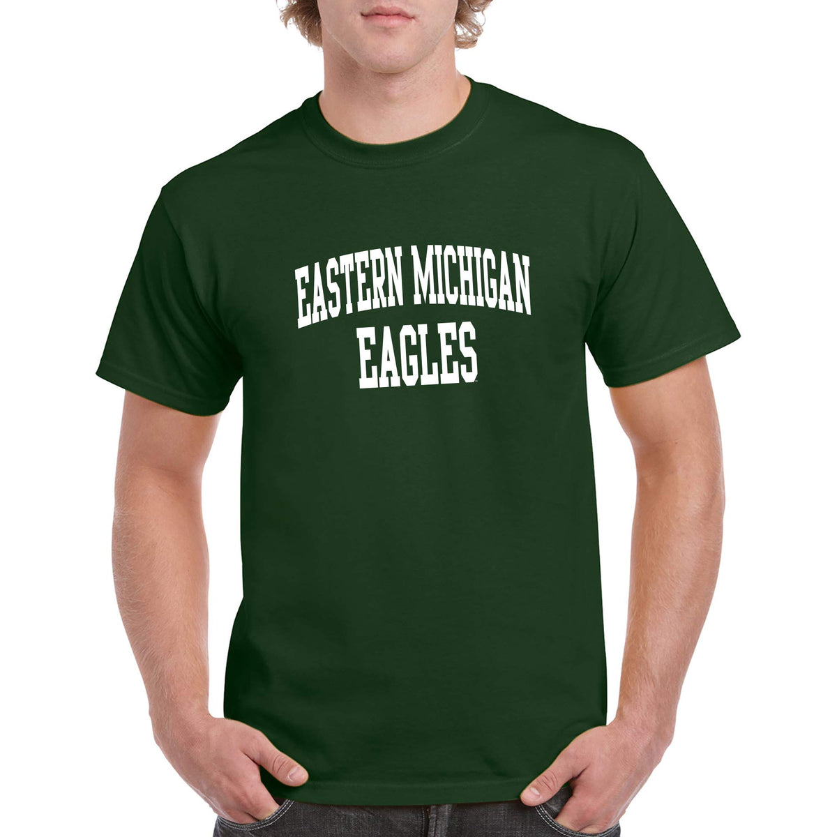 EMU Front and Back Print Tee - LG - Forest by Underground Printing – Cotton, Eastern Michigan Eagles Forest, Model 20001066515