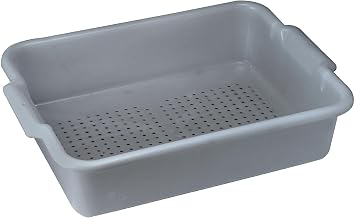 Winco 5" Gray Perforated Bus Box Dish Tub for Restaurants