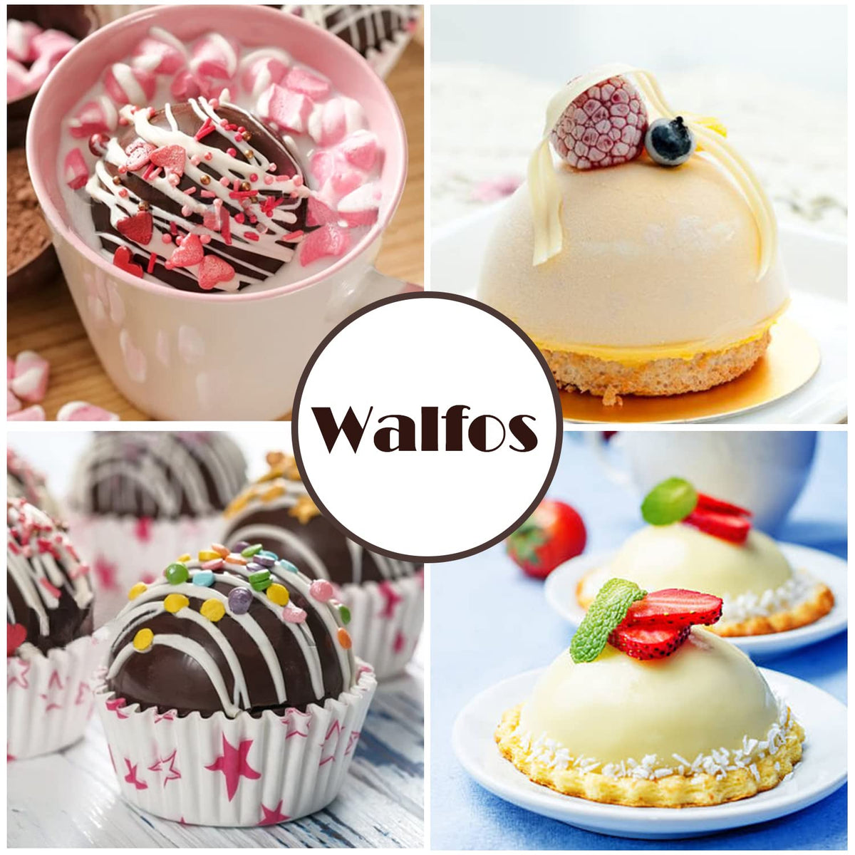 Walfos Half Ball Silicone Mold, 5 Cavity Extra Large, Set of 3