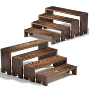 Vecxoty Wooden Tiered Risers, 2 Pack, Dark Brown