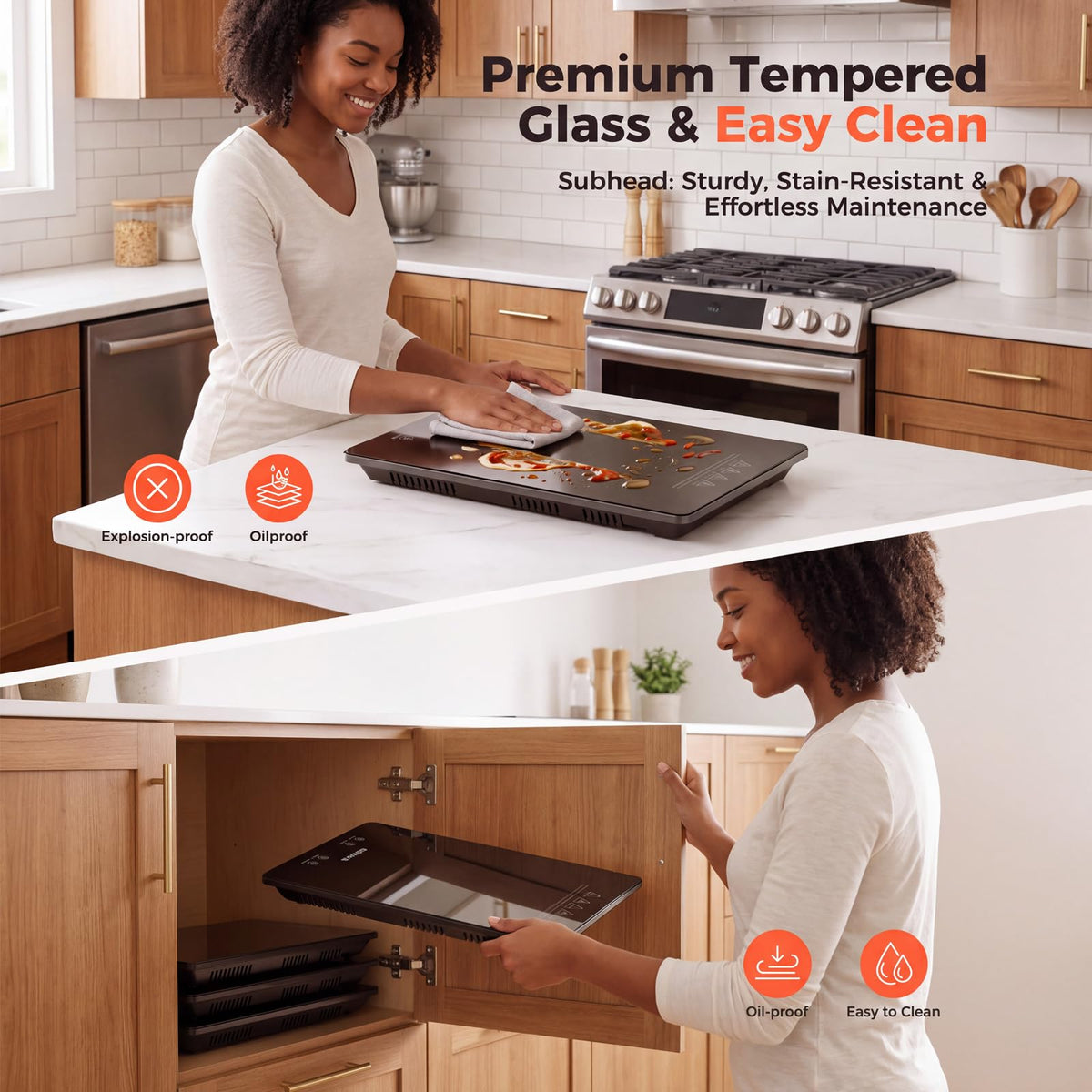 Gouka Electric Warming Tray, 4-Panel Buffet Server, Black