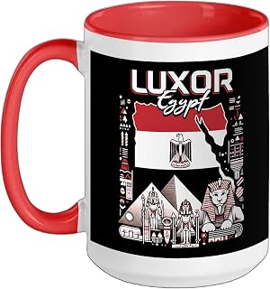 Luxor Egypt Family Trip Vacation Souvenir Ceramic Mug, Red/White, 15oz