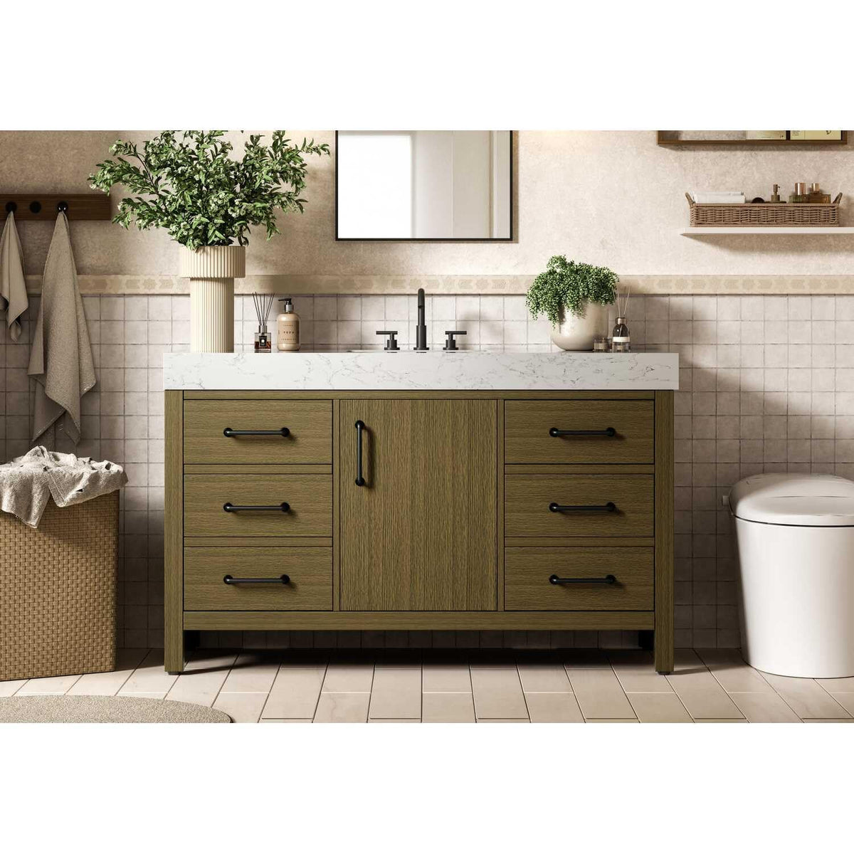 Elegant Kitchen and Bath 54" Single Bathroom Vanity in Chestnut Brown by Elegant Lighting – unspecified, Wood, Chestnut Brown, Model VF60654MCB