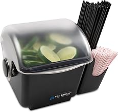 San Jamar BD2002CAR Mini Dome Garnish Center with Chillable Tray and Right Hand Caddy (1-Quart, Black, NSF)