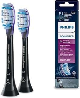 PHILIPS Genuine Sonicare Premium Gum Care Replacement Brush Heads, 2 Pack, Black - HX9052/33