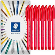 STAEDTLER 4320 Stick Ballpoint Pens Medium 8 Pack Red | 1.0mm, Triangular for Relaxed Easy Writing, Smooth