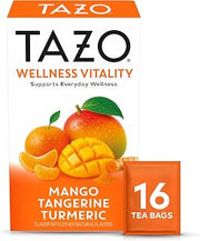 TAZO Herbal Tea Bags, Wellness Vitality Mango Tangerine Turmeric, 16 Count (Pack of 1)