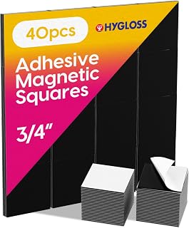 Hygloss 40 Pcs Magnetic Squares for Crafts with Adhesive Backing, 3/4-Inch