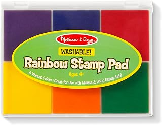 Melissa & Doug Rainbow Stamp Pad - 6 Washable Inks Washable Stamp Pads for Rubber Stamps, Arts and Crafts Supplies for Kids Ages 4+