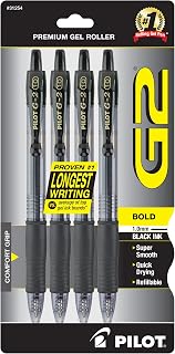PILOT G2 Premium Rolling Ball Gel Pens, 1.0 mm, Black Ink, 4-Pack