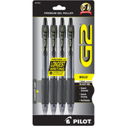 G2 Premium Gel Pens by PILOT – 4 Count (Pack of 1), Rubber, Black, Model 31254