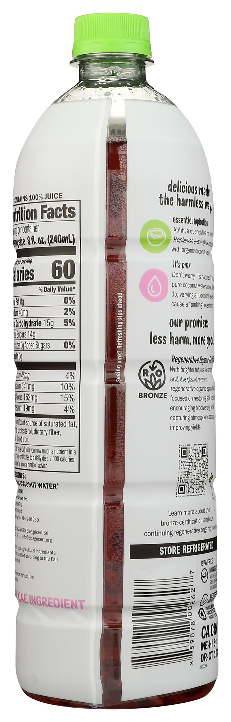 Organic Coconut Water by Harmless Harvest – 32 Fl Oz (Pack of 1), Model 0859078002627