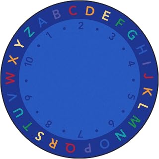 Joy Carpets Lively Letters 13'2" Round Area Rug in Color Multi