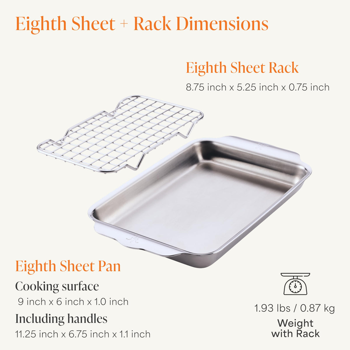OvenBond Provisions Mini Eighth Sheet Pan & Rack Set by Hestan – Mini-Eighth – 6x9 inch, Stainless Steel, Multicolor, Model 54317