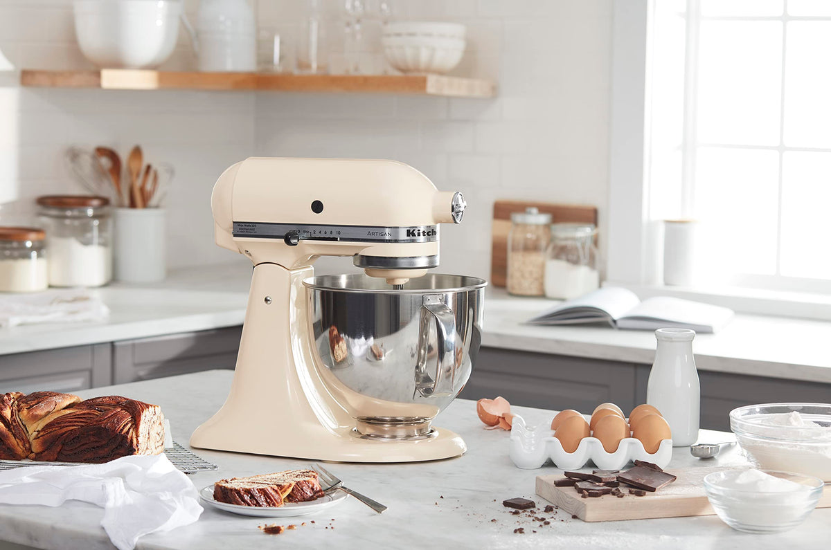 Artisan, 5-Qt Tilt Head Stand Mixer, KSM150PS, Almond Cream by KitchenAid – 5 Quart, Stainless Steel, Almond Cream, Pack of 5, Model KSM150PSAC