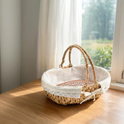 XPLI Bread Warmer Basket with Stone, Terracotta and Wicker, Rustic