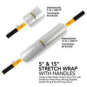 Clear Stretch Wrap Roll Bundle - (2) 15" Rolls by Modern Innovations – 4 Count, Plastic, Clear, Model MI 1140