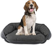 Bowsers Crescent Bed for Dogs - Reversible Dog Bed with Tufted Cushion and Open Front - Hypoallergenic Dog Bed Lounger with High Memory Polyester Fiber and Upholstery Grade Fabric - Storm, Large Size