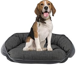 Bowsers Crescent Bed for Dogs - Reversible Dog Bed with Tufted Cushion and Open Front - Hypoallergenic Dog Bed Lounger with High Memory Polyester Fiber and Upholstery Grade Fabric - Storm, Large Size