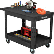 Industrial Service & Utility Flat Top Plastic Cart by Global Industrial – 45"L x 26"W x 32.5"H, Plastic, Black, Model 800347