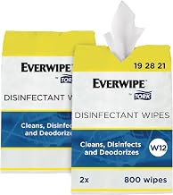 Everwipe by Tork Disinfectant Wipe Jumbo Rolls White, 2 x 800 wipes, 192821 | Cleans, Disinfects and Deodorizes, (10100)